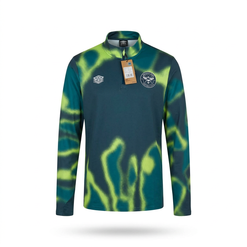 Brentford 2024-25 Umbro Deep Lagoon Layer 1/4 Zip Top - Detail
