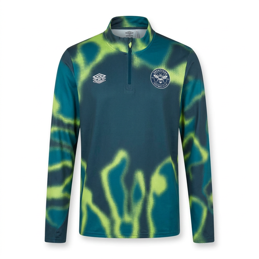 Brentford 2024-25 Umbro Deep Lagoon Layer 1/4 Zip Top - Detail 2