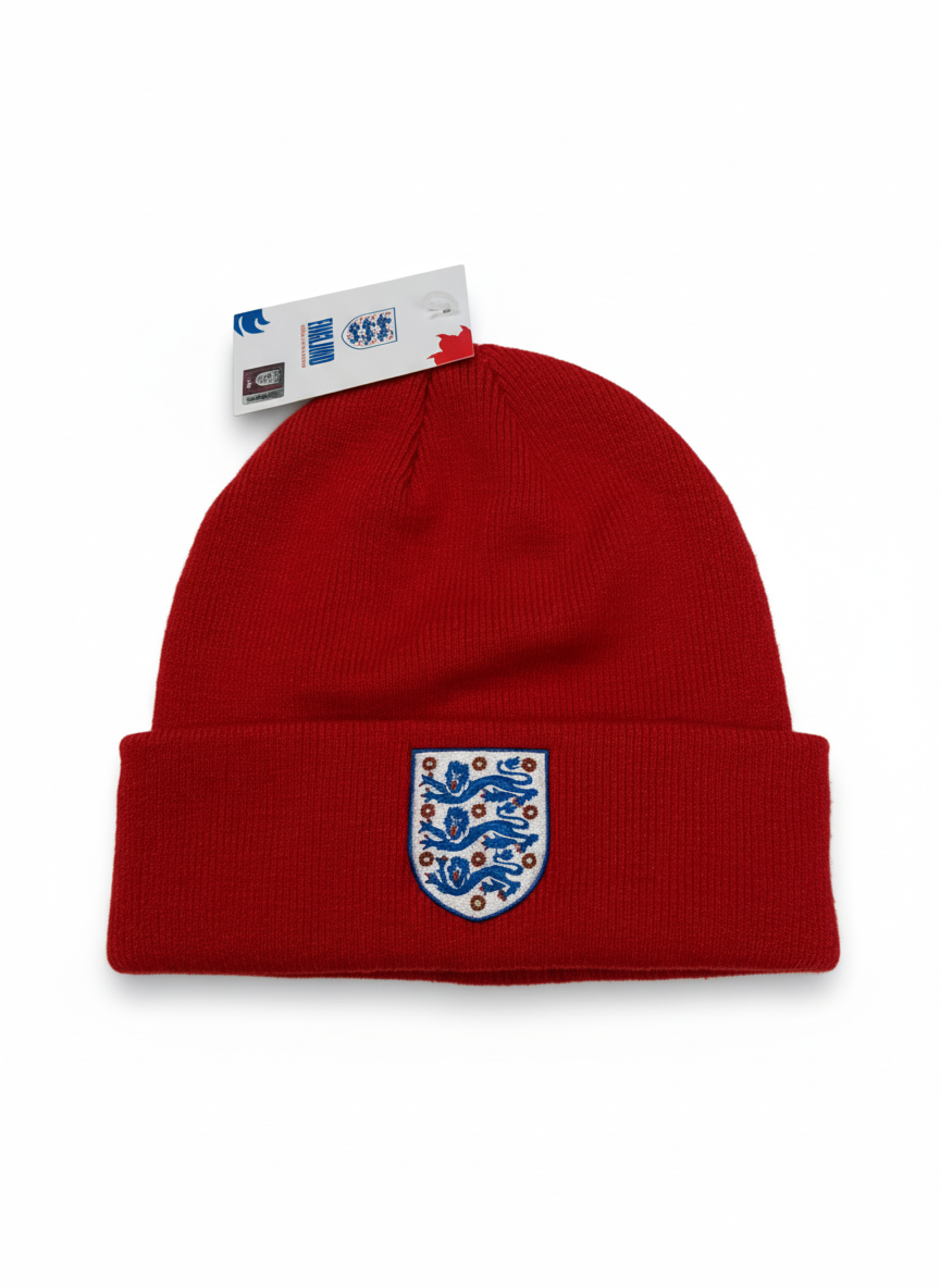 England Adults Red Beanie - Back with tag