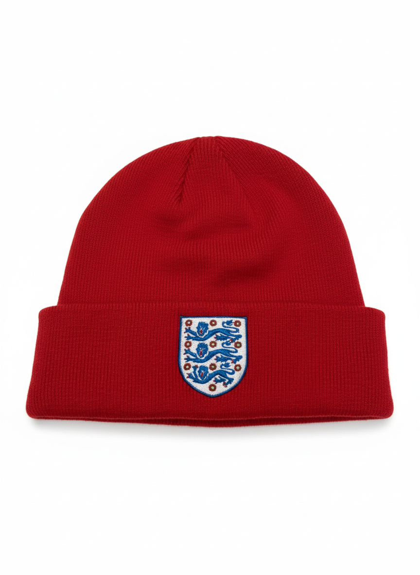 England Adults Red Beanie - Front