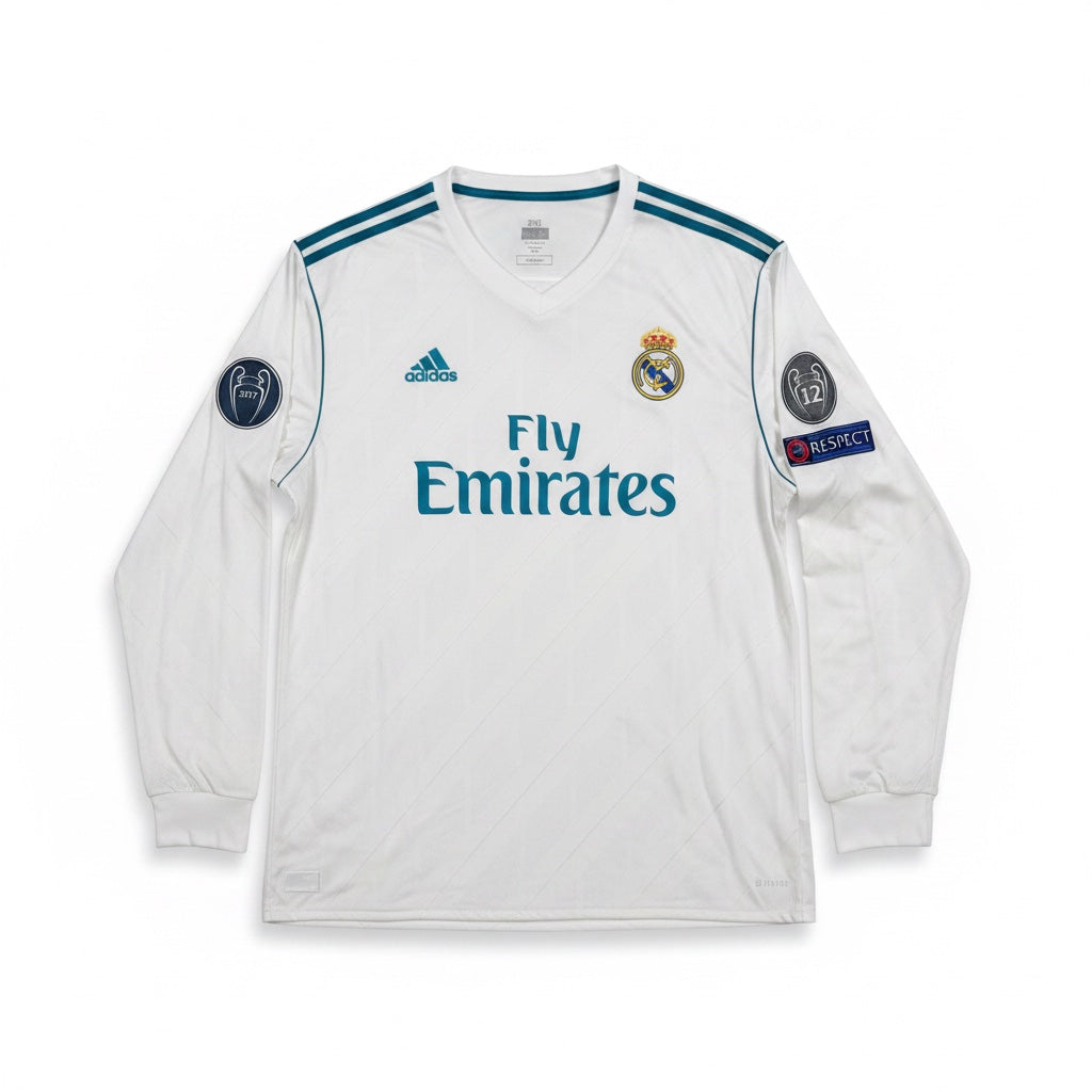 Real Madrid 2017/18 Home L/S Shirt - Front