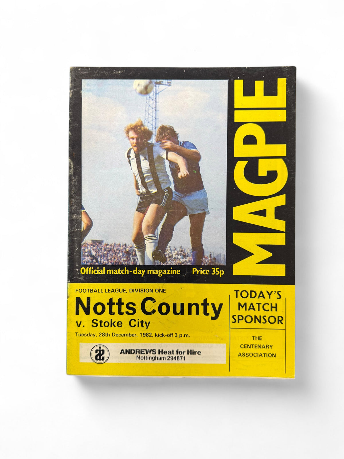 Notts County vs Stoke City 1982/83 match day programme