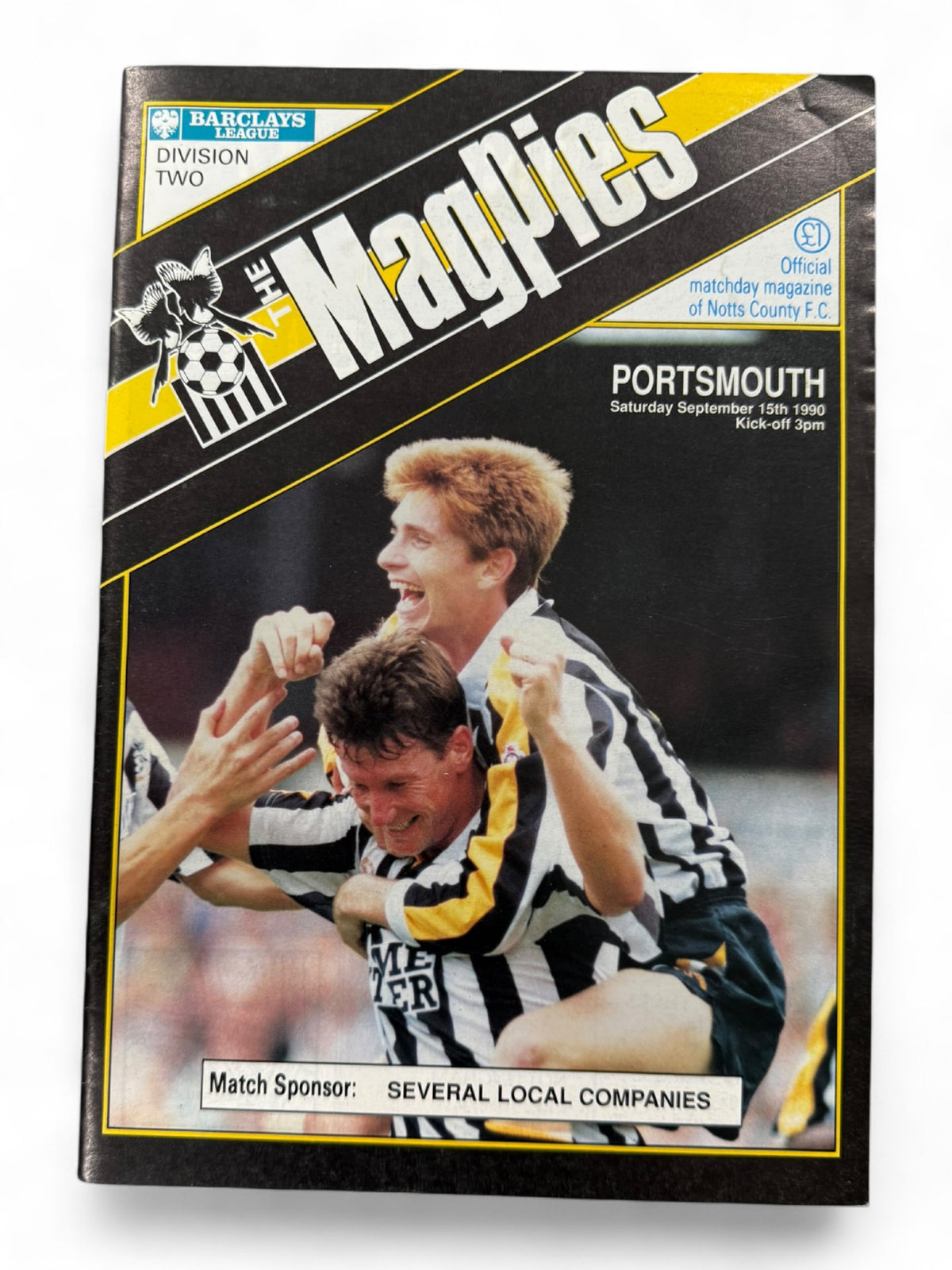 Notts County vs Portsmouth 1990/91 programme cover