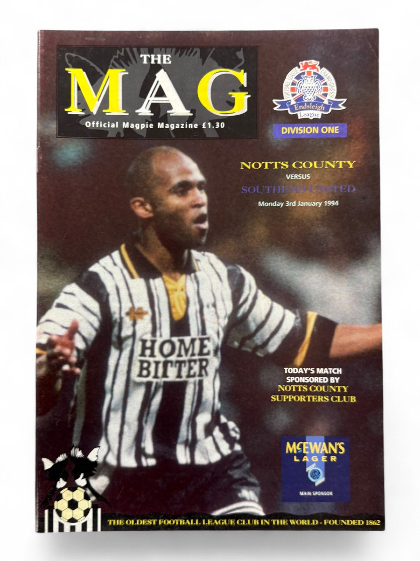 Notts County vs Southend United 1993/94 programme cover