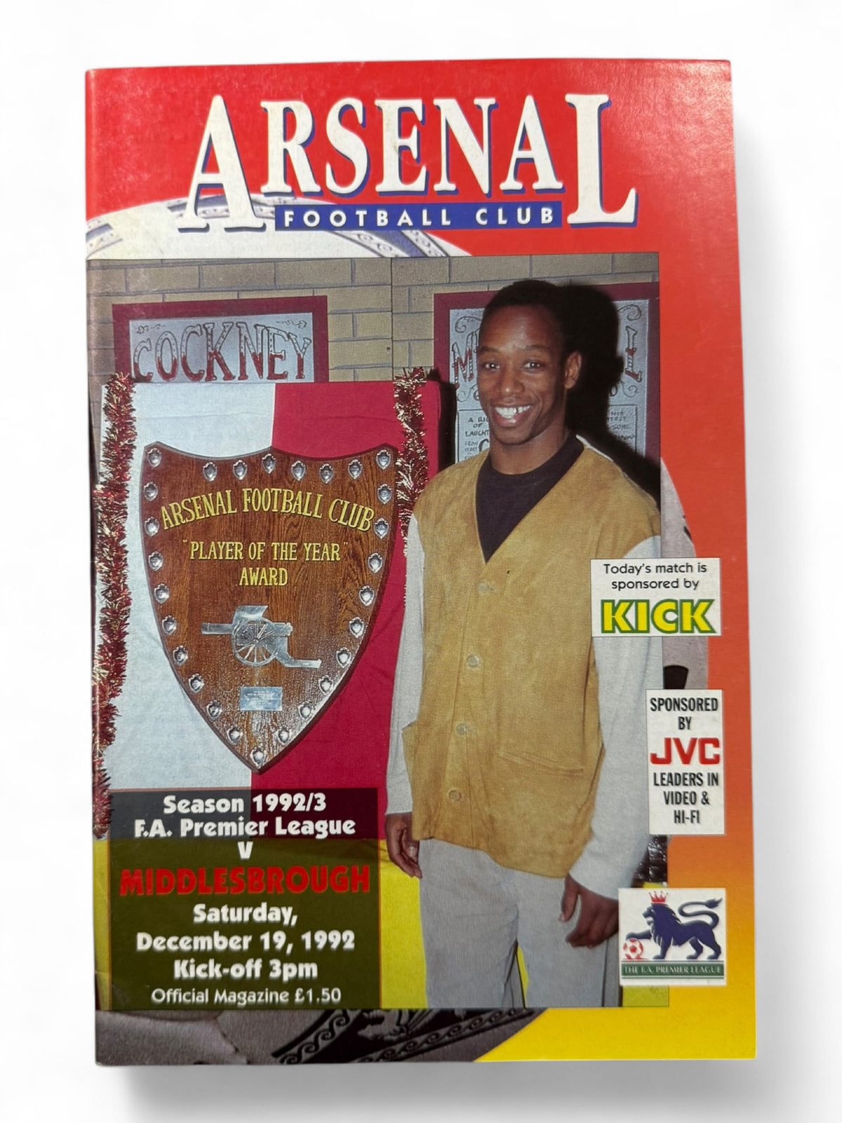 Arsenal vs Middlesbrough 1992/93 match day programme
