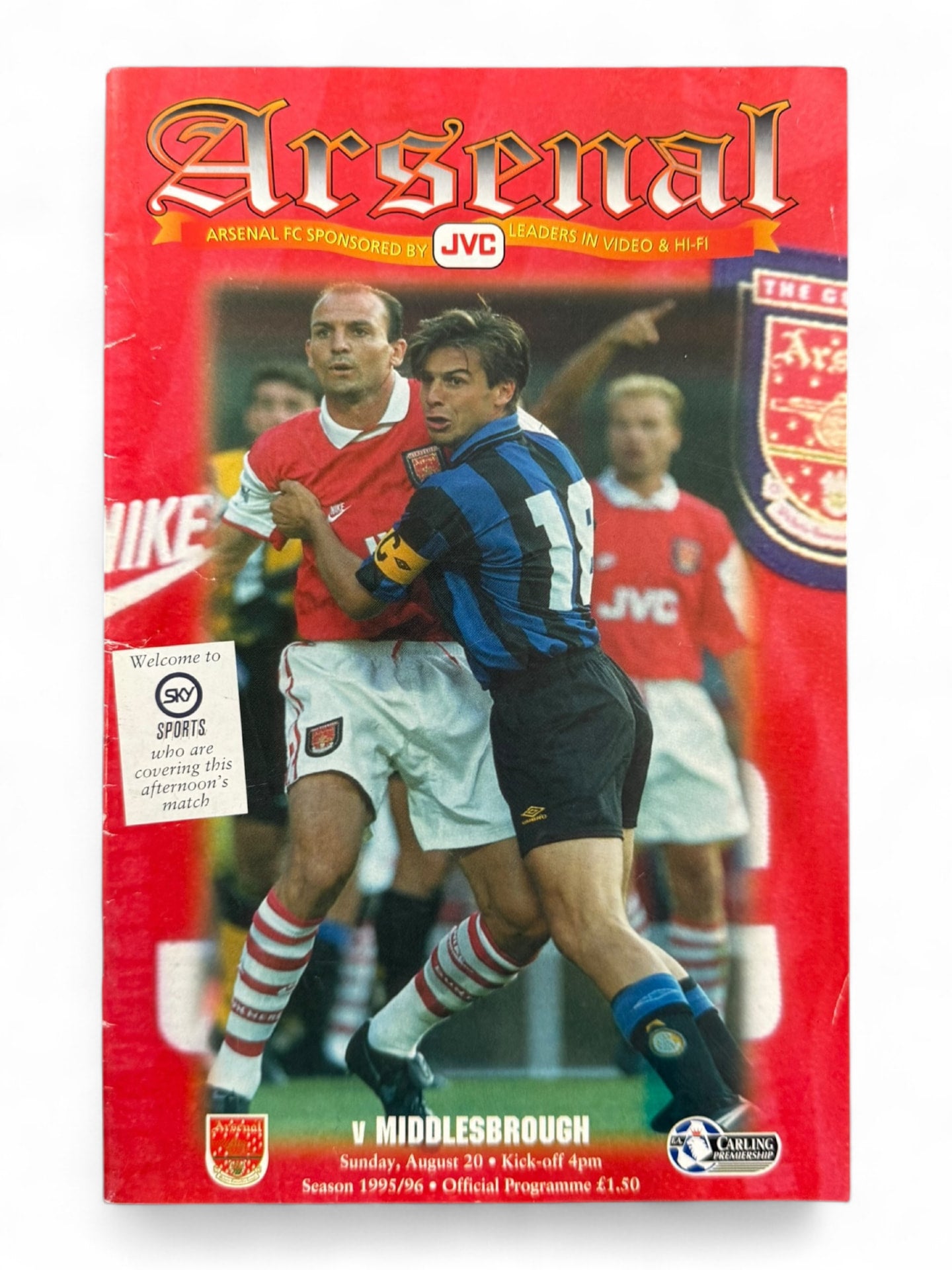 Arsenal vs Middlesbrough 1995/96 match day programme