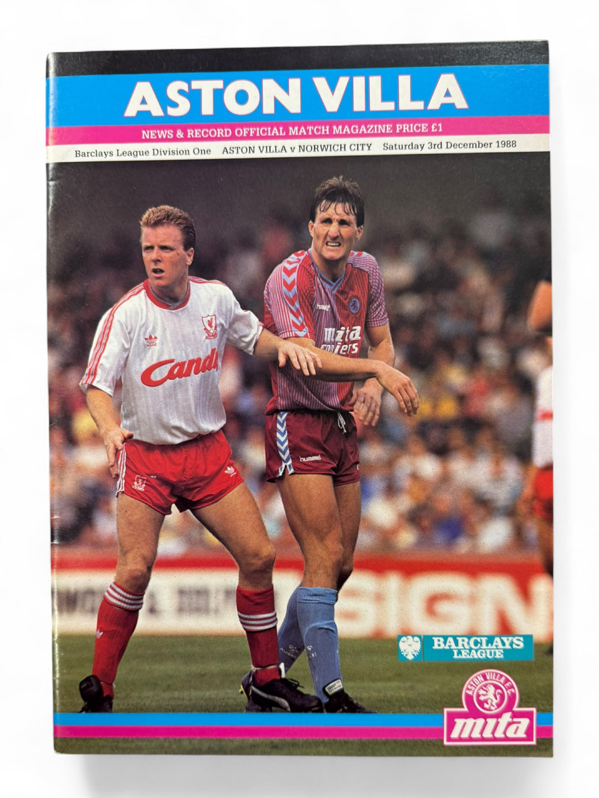 Aston Villa vs Norwich City 1988/89 match day programme