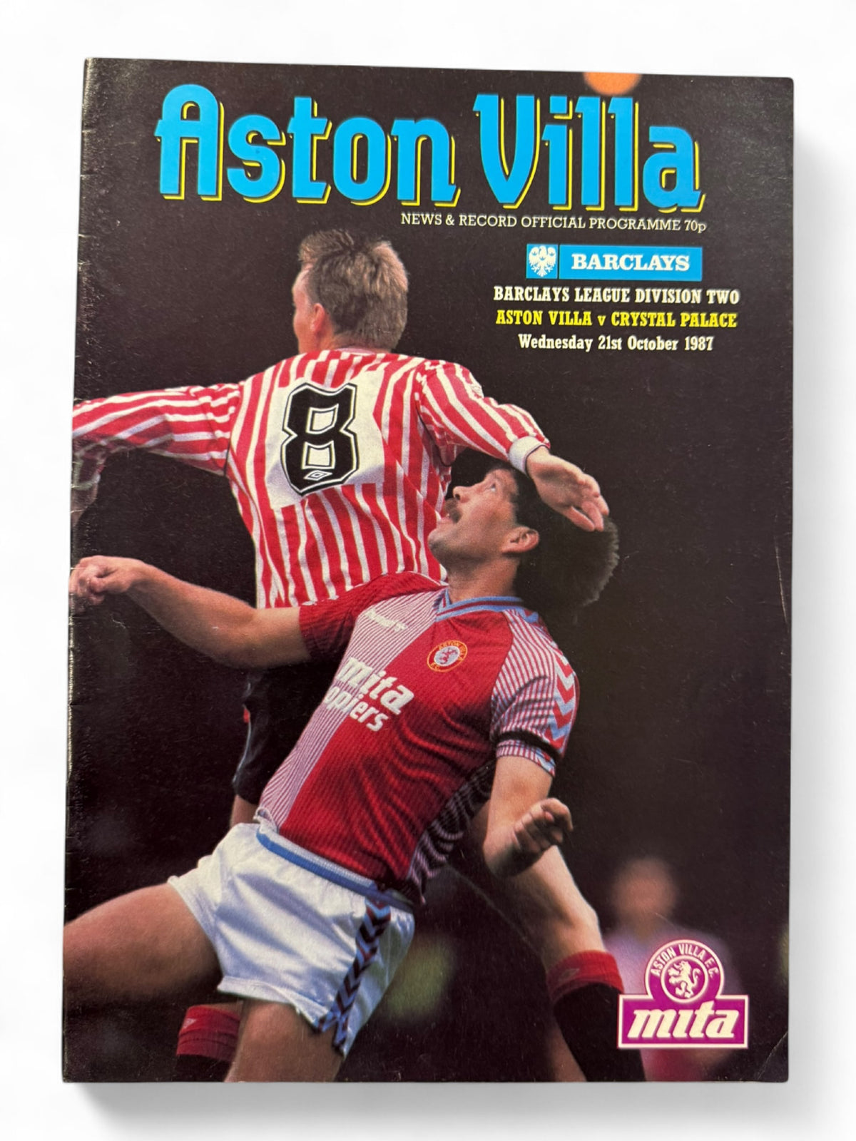 Aston Villa vs Crystal Palace 1987/88 match day programme