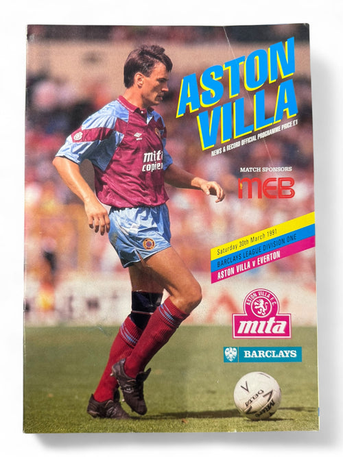 Aston Villa vs Everton 1990/91 match day programme