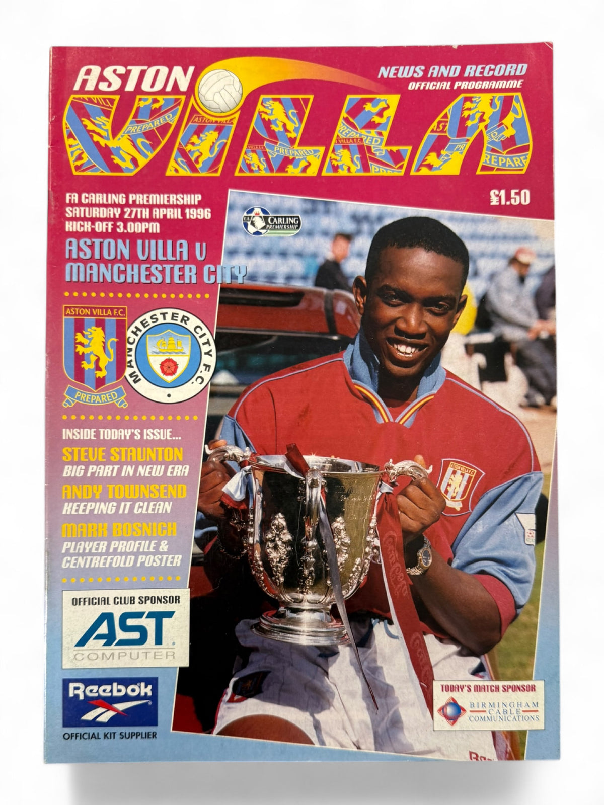 Aston Villa vs Manchester City 1995/96 match day programme