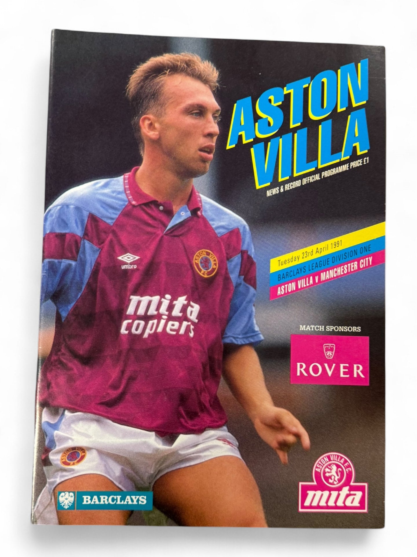 Aston Villa vs Manchester City 1990/91 match day programme