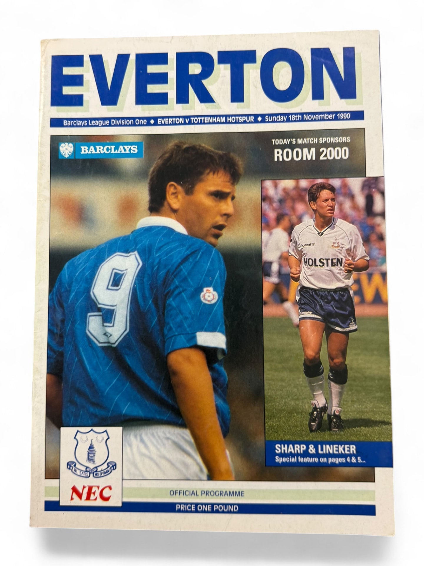 Everton vs Tottenham Hotspur 1990/91 programme
