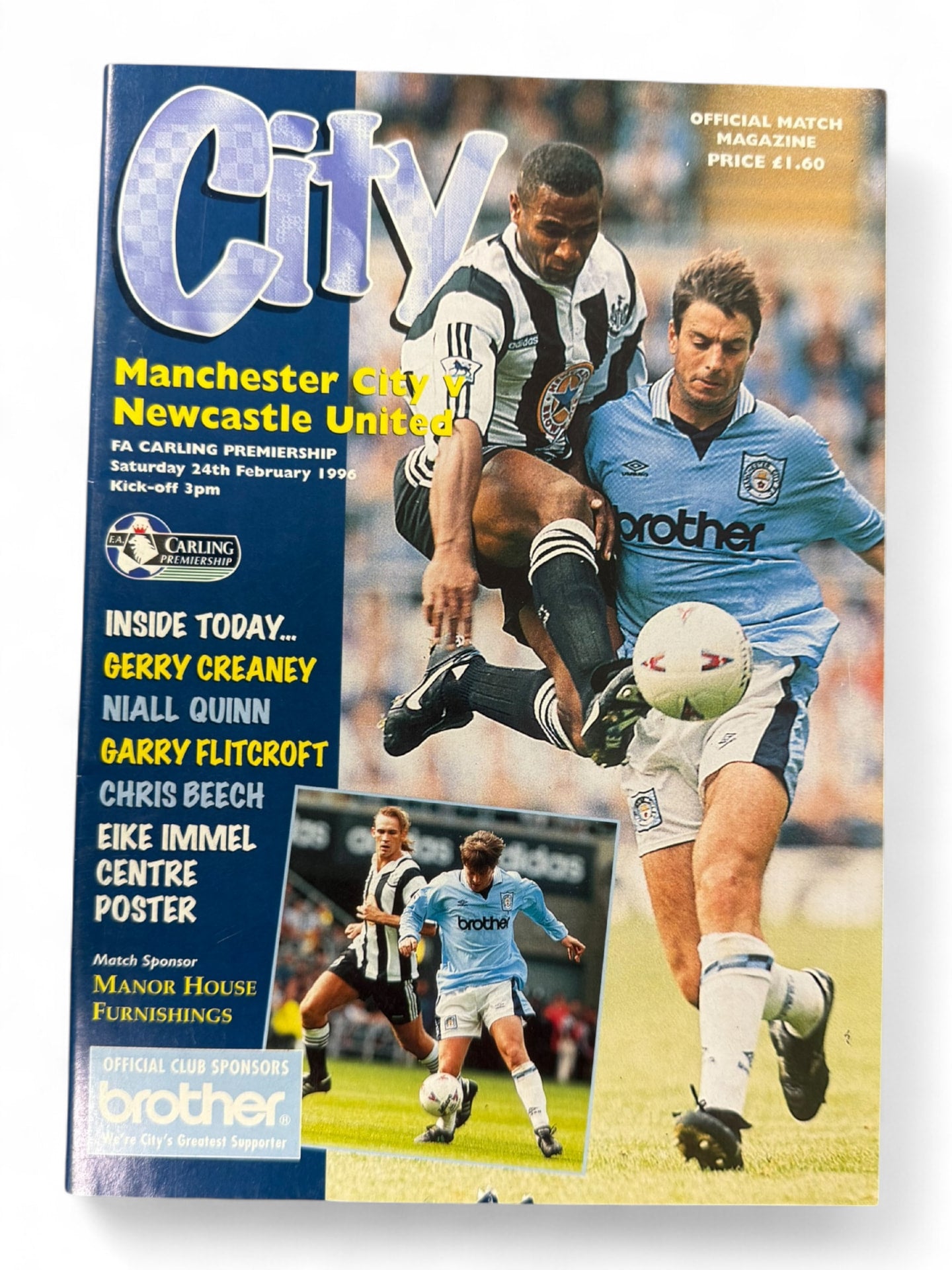 Manchester City vs Newcastle United 1995/96 match day programme