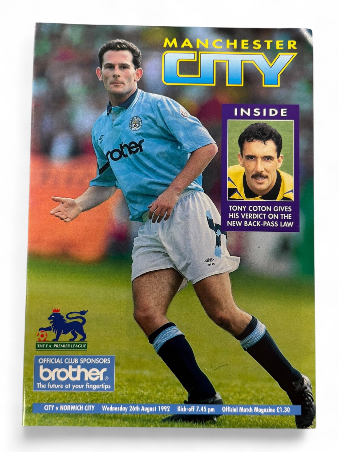 Manchester City vs Norwich City 1992/93 match day programme