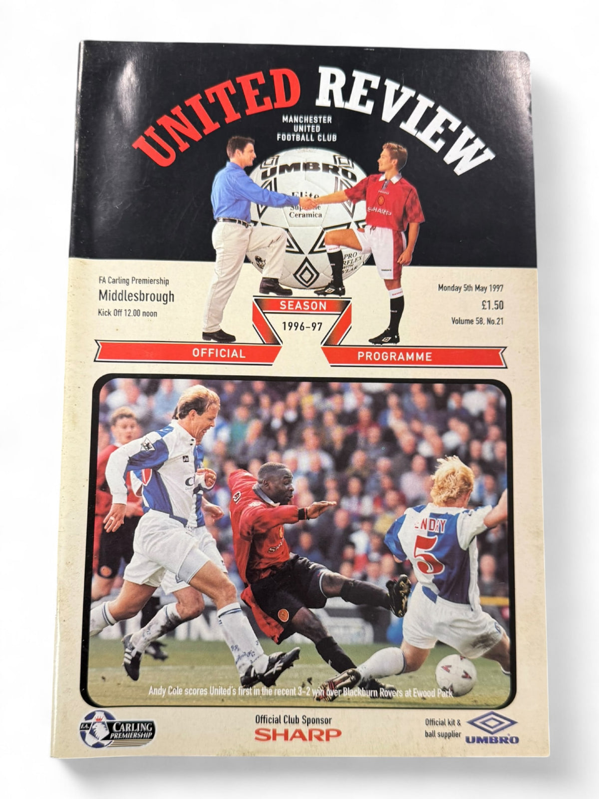 Manchester United vs Middlesbrough 1996/97 match day programme