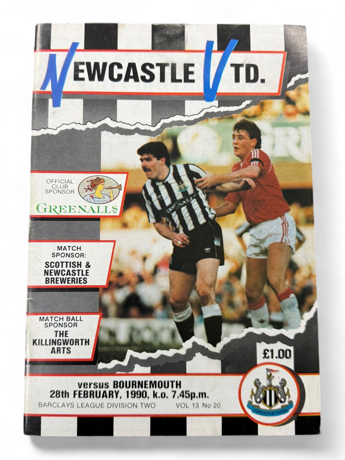 Newcastle United vs Bournemouth 1989/90 match day programme