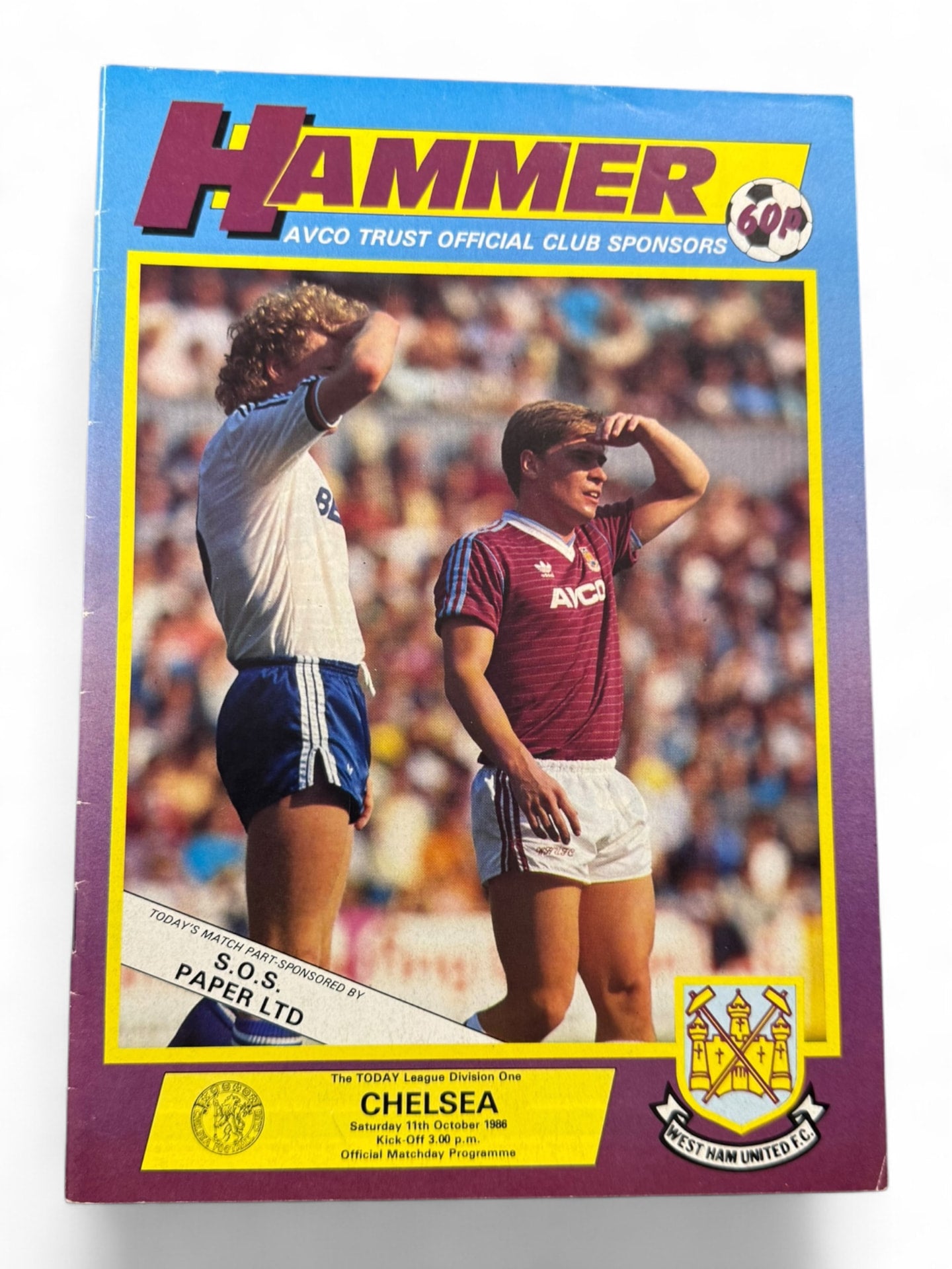 West Ham United vs Chelsea 1986/87 programme