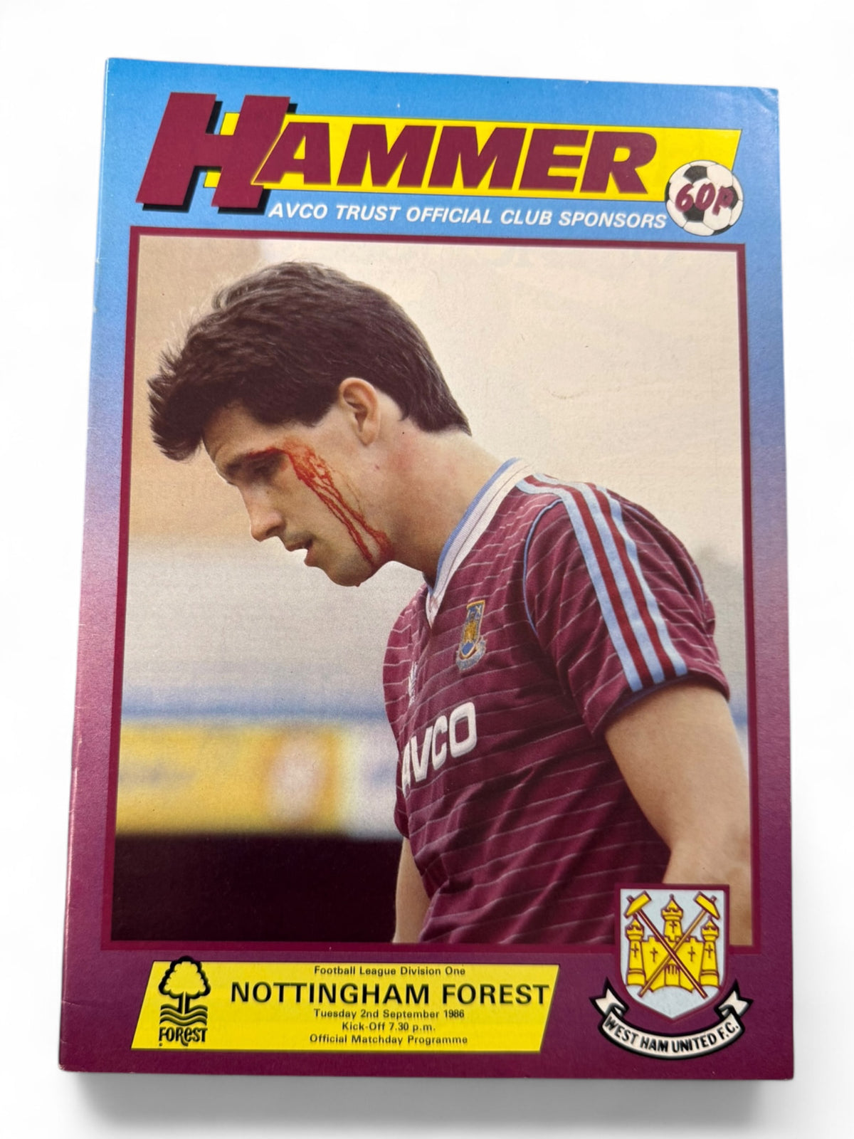 West Ham United vs Nottingham Forest 1986/87 programme