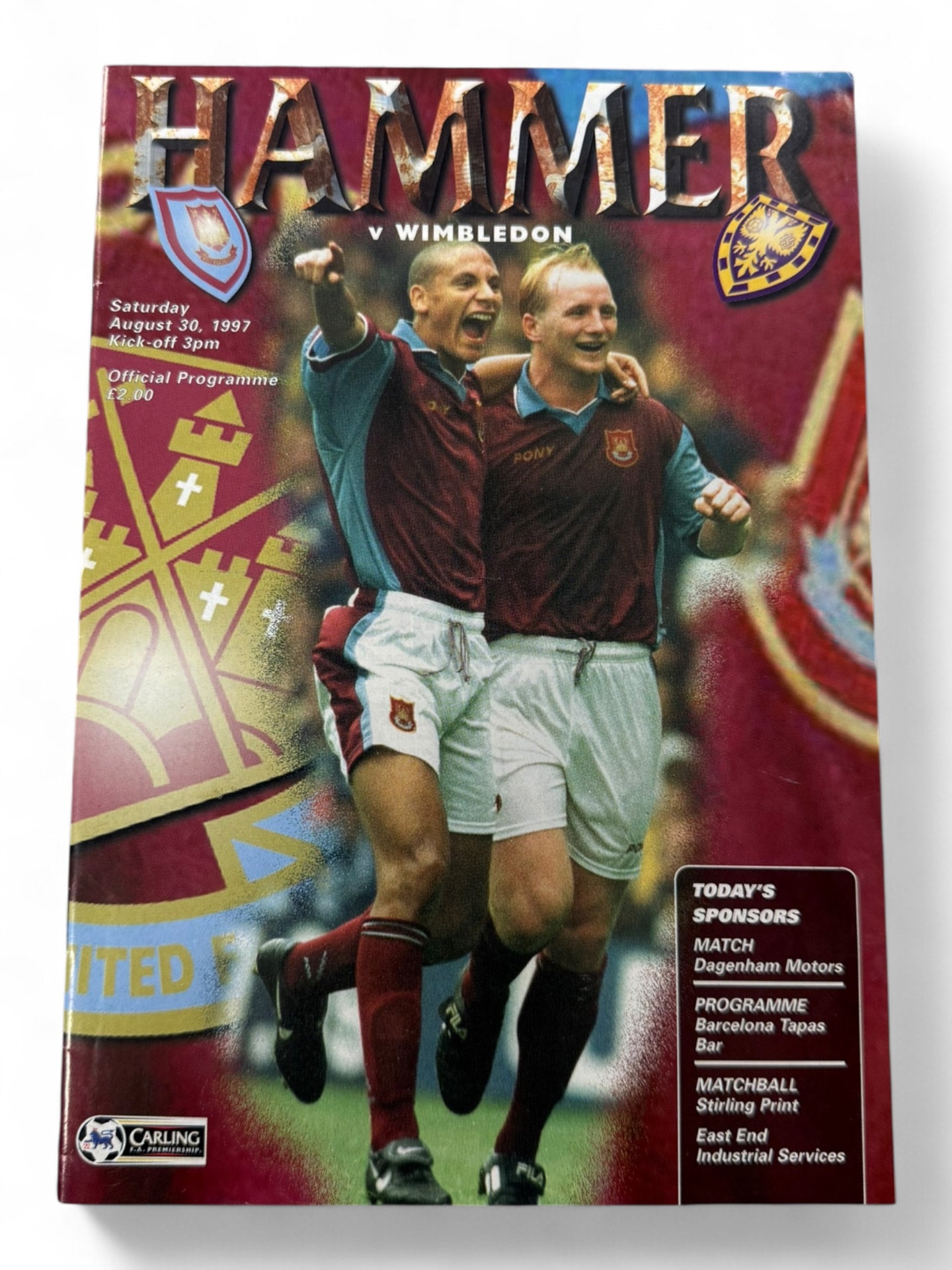 West Ham United vs Wimbledon 1997/98 programme