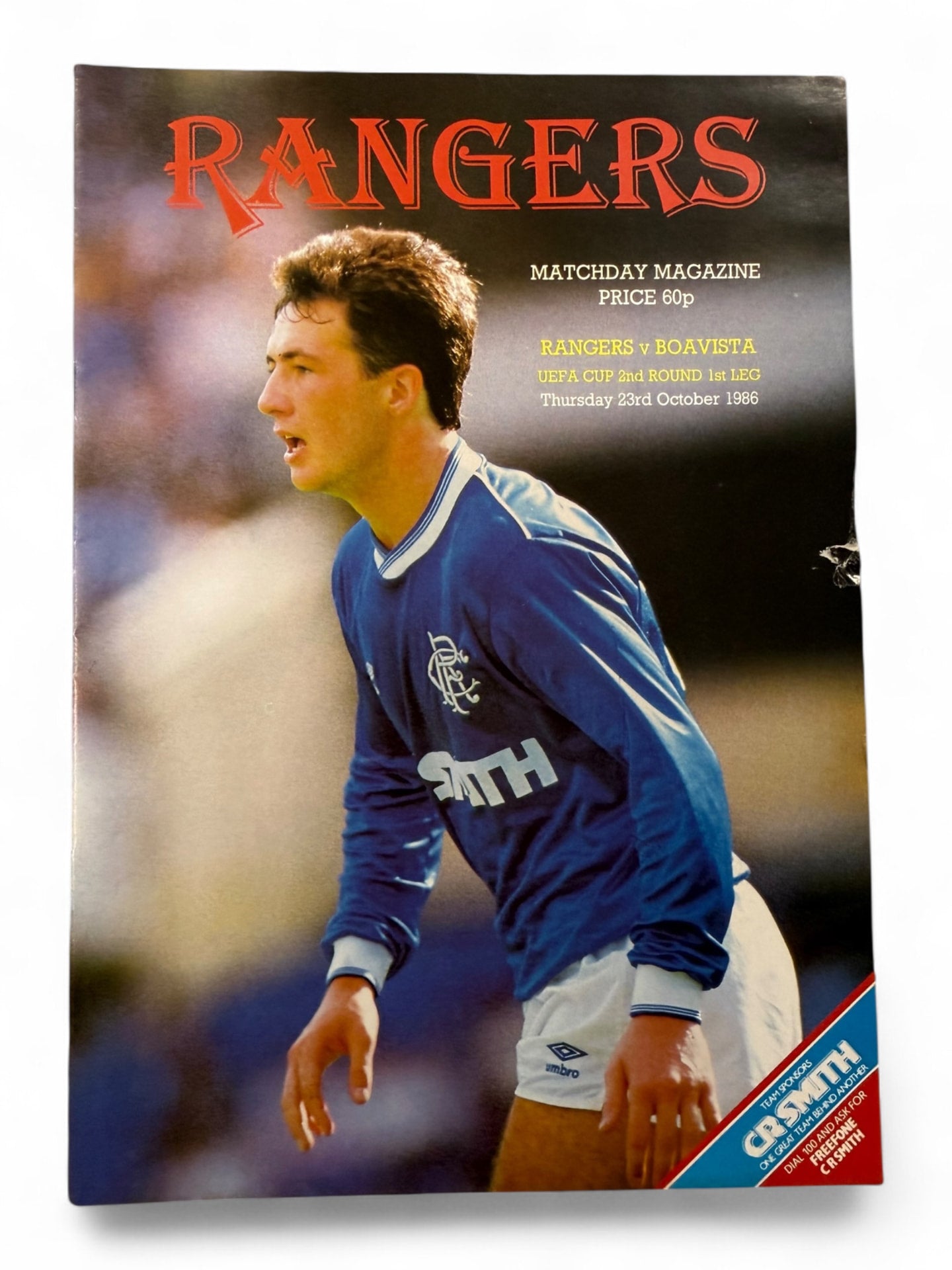 Rangers v Boavista 1986 UEFA Cup programme