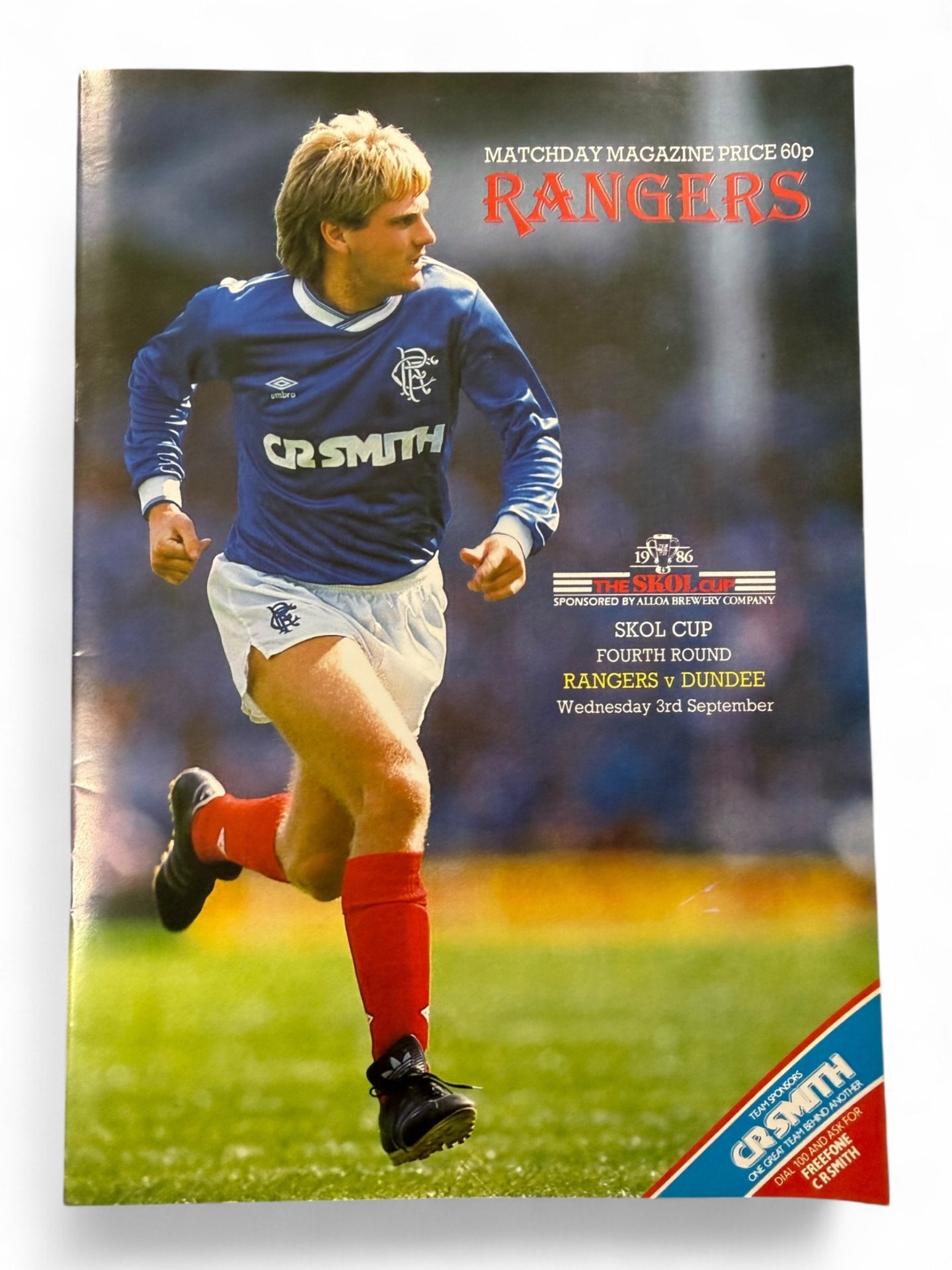 Rangers v Dundee 1986 Skol Cup programme
