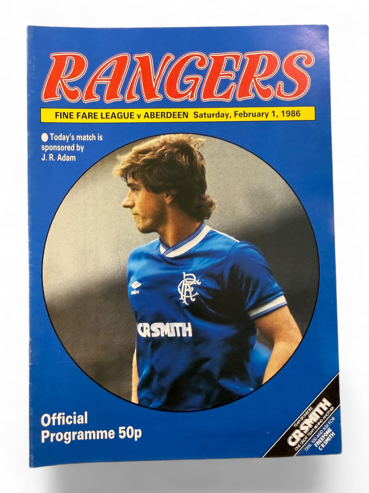 Rangers v Aberdeen 1986 programme