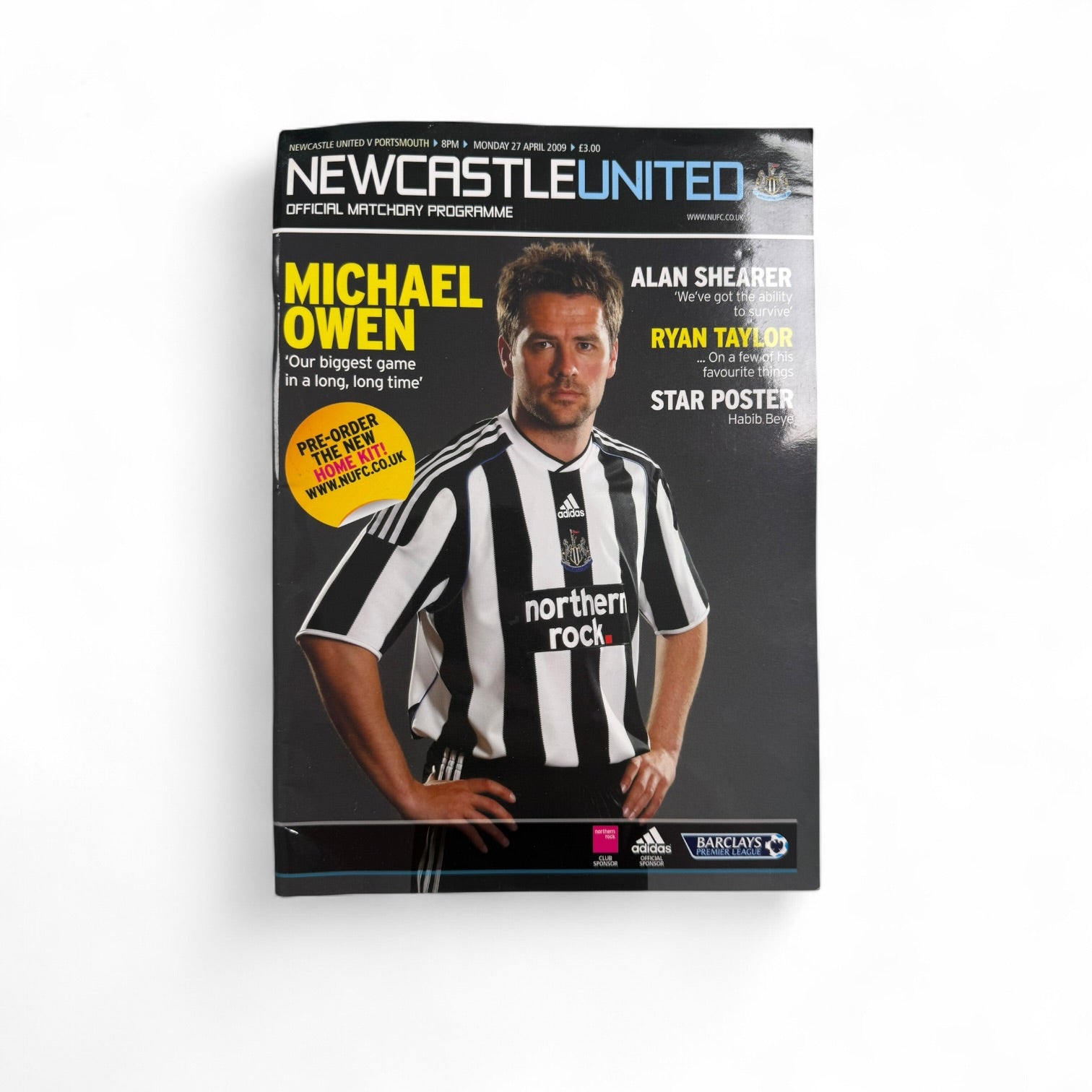 Newcastle United vs Portsmouth 2008/09 Retro Match Day Programme