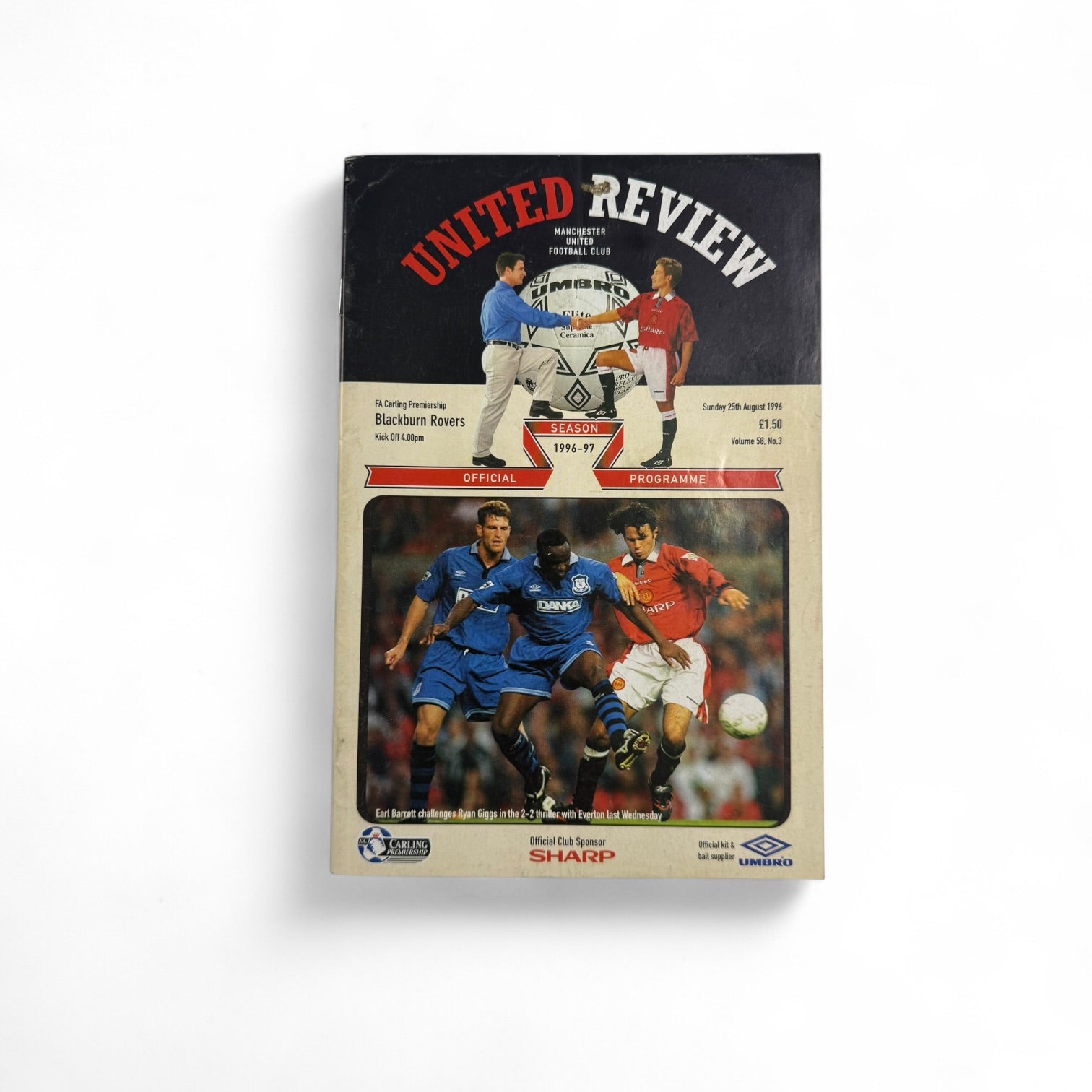 Manchester United vs Blackburn Rovers 1996/97 Retro Match Day Programme