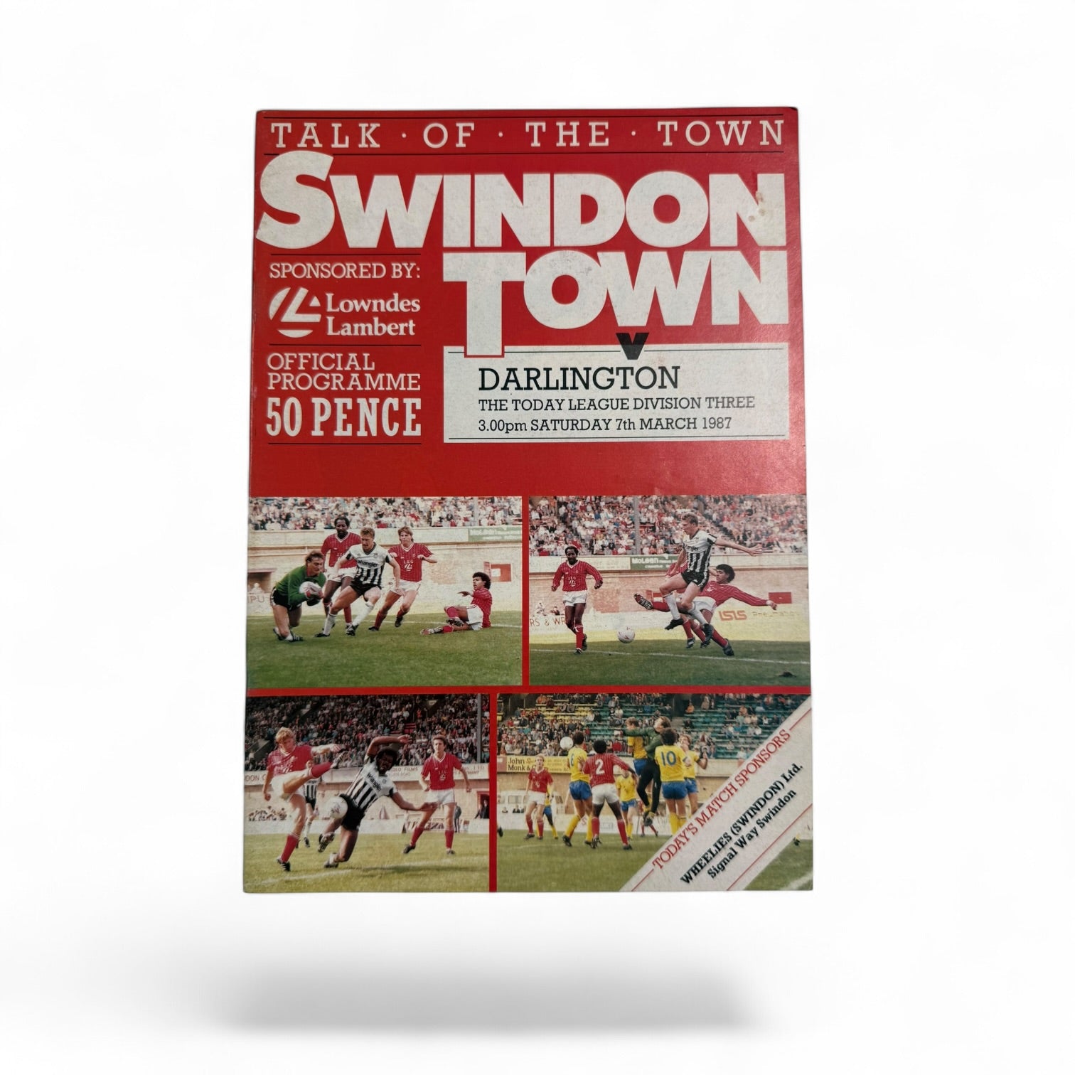 Swindon Town vs Darlington 1986/87 Retro Match Day Programme