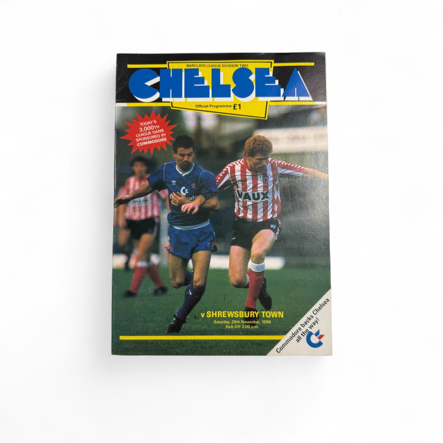 Chelsea vs Shrewsbury Town 1988/89 Retro Match Day Programme