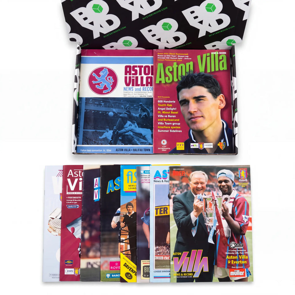 Aston Villa retro programmes in Mystery BOXD packaging