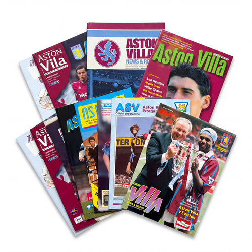 Aston Villa retro matchday programmes fanned out