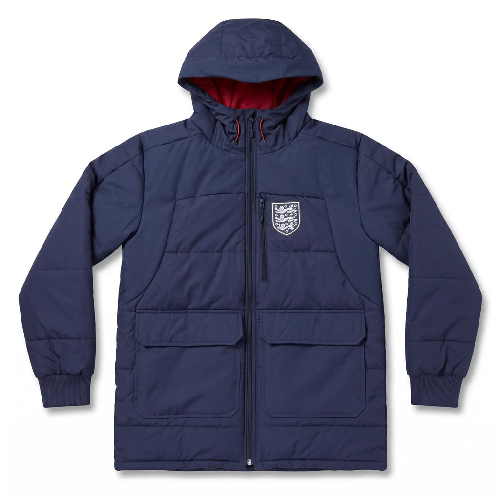 England FanTech Navy Padded Jacket - Front