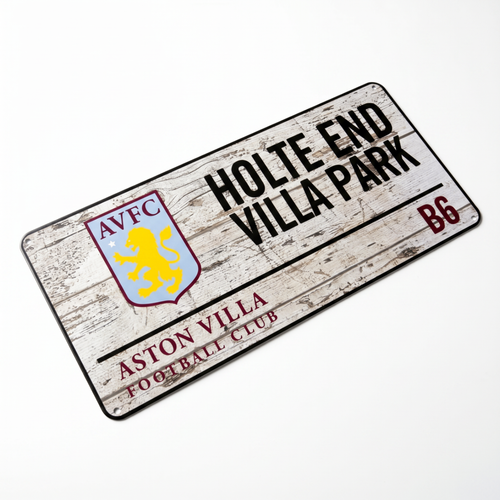 Aston Villa Retro Crest Street Sign - angled view