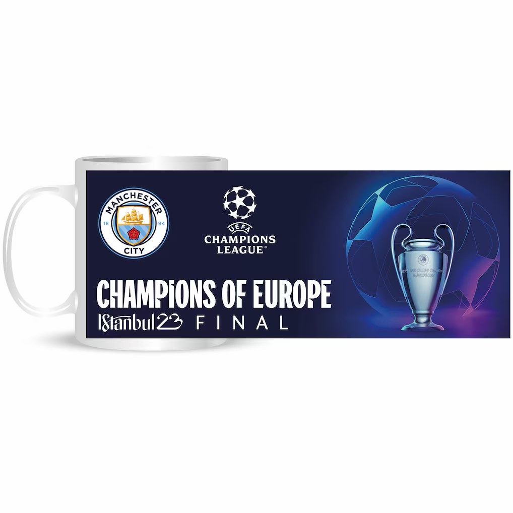 Manchester City Champions of Europe Mug - front
