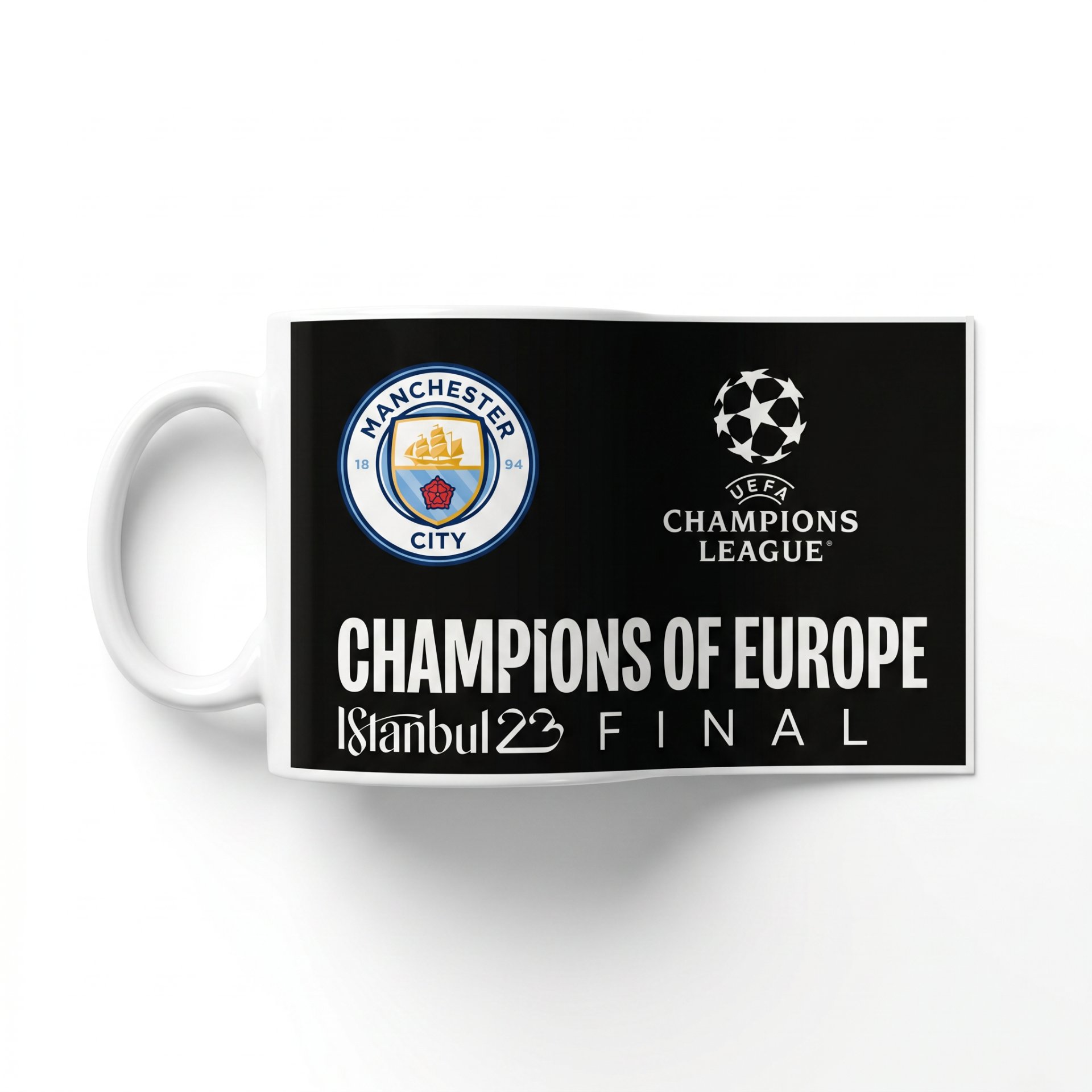 Manchester City Champions of Europe Mug - black panel