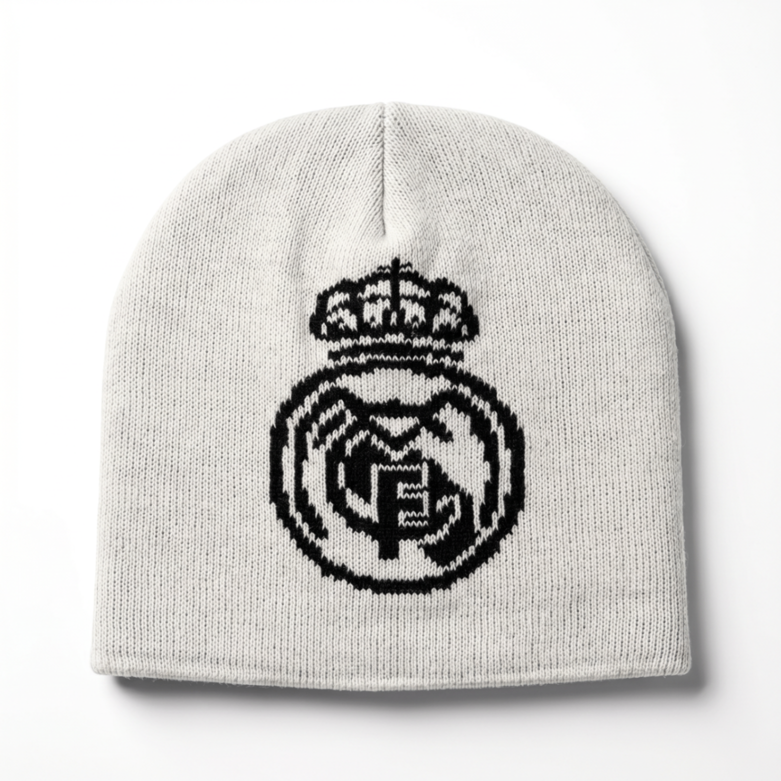 Real Madrid Reversible Knit Hat - Cream side with tonal crest
