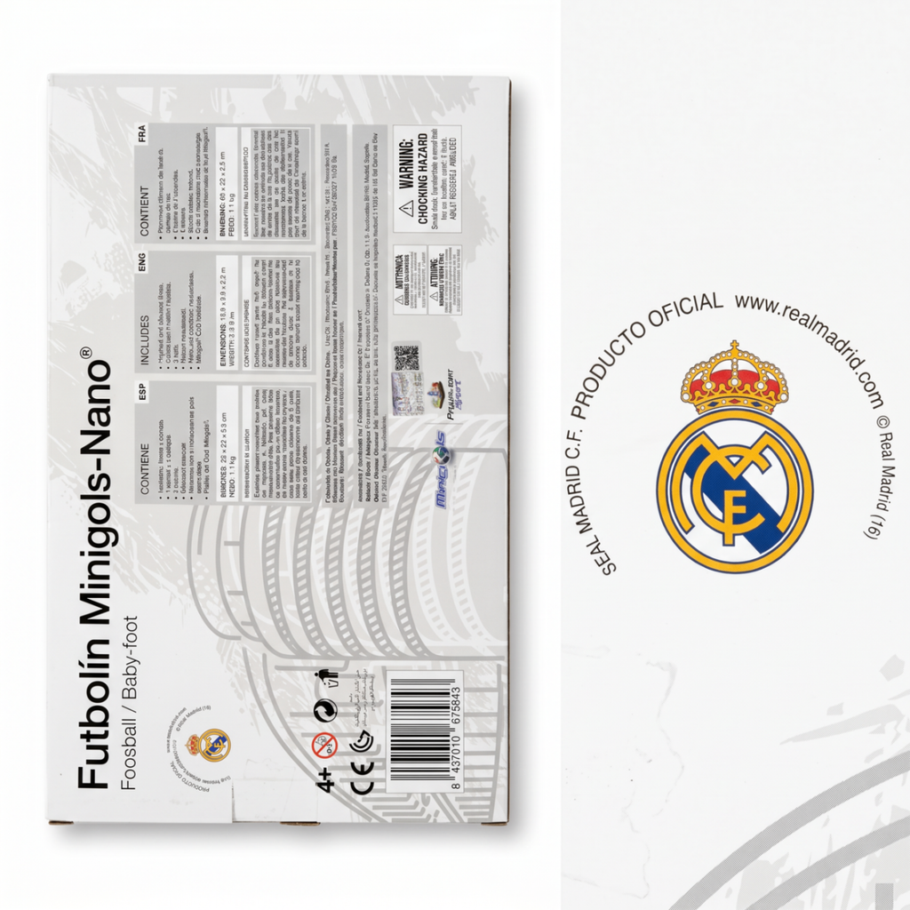 Real Madrid Table Football Game - back of box and crest