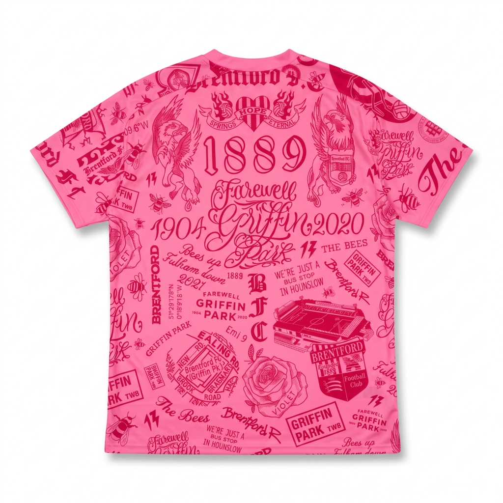 Brentford Tattoo Special Edition Pink Shirt - Back