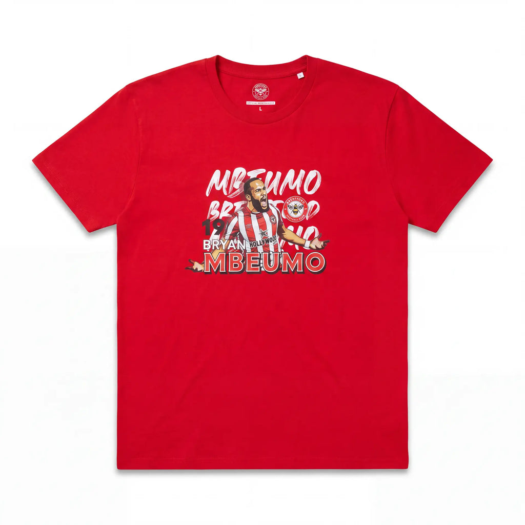 Brentford Mbeumo graphic red organic cotton t-shirt front