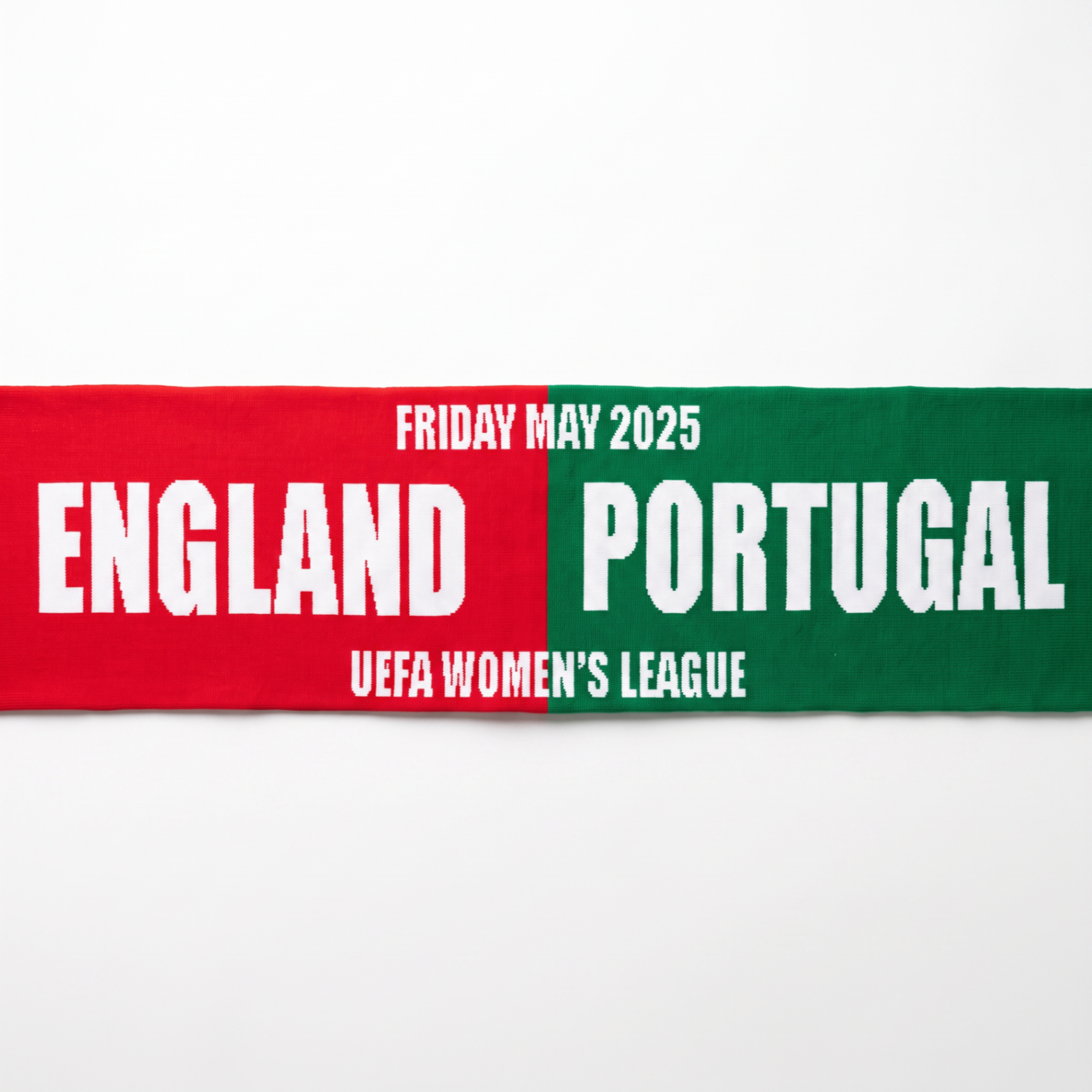 Close-up of England Portugal UEFA Women's League scarf detail