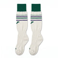 Hibernian 2023/24 third socks off-white with green and purple stripes