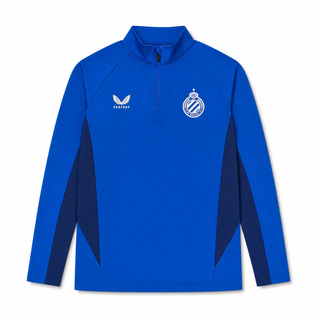 Club Brugge deep blue Castore kids quarter zip training top front