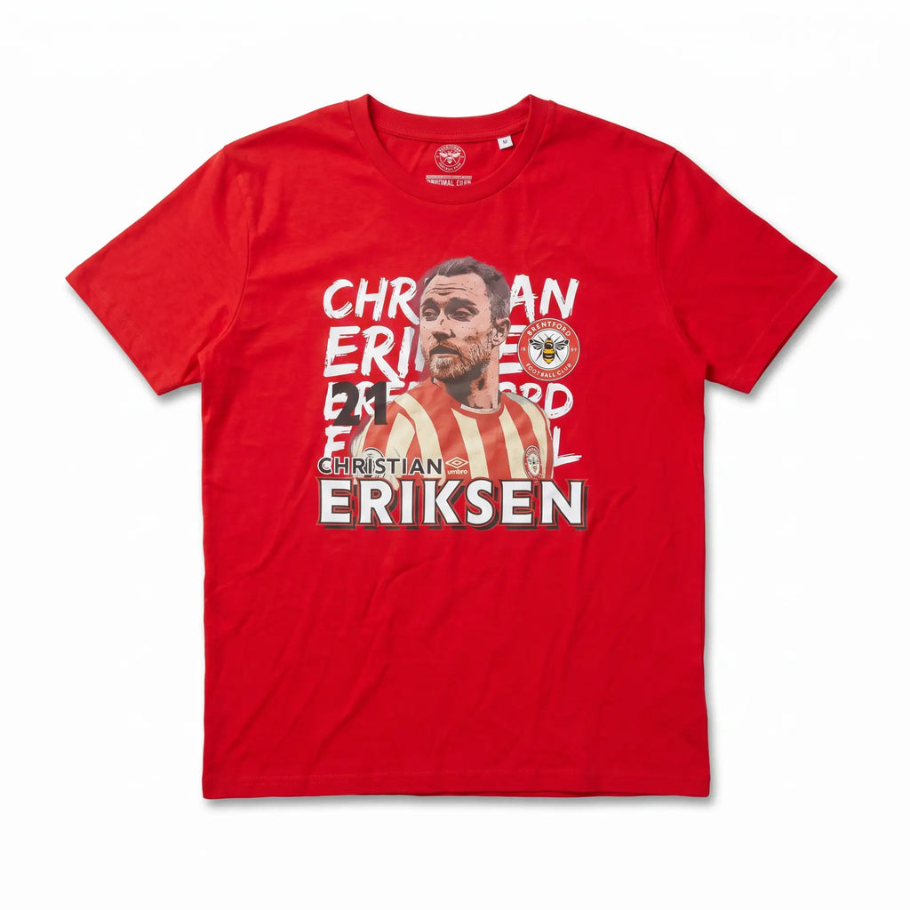 Brentford Christian Eriksen red graphic organic cotton t-shirt front