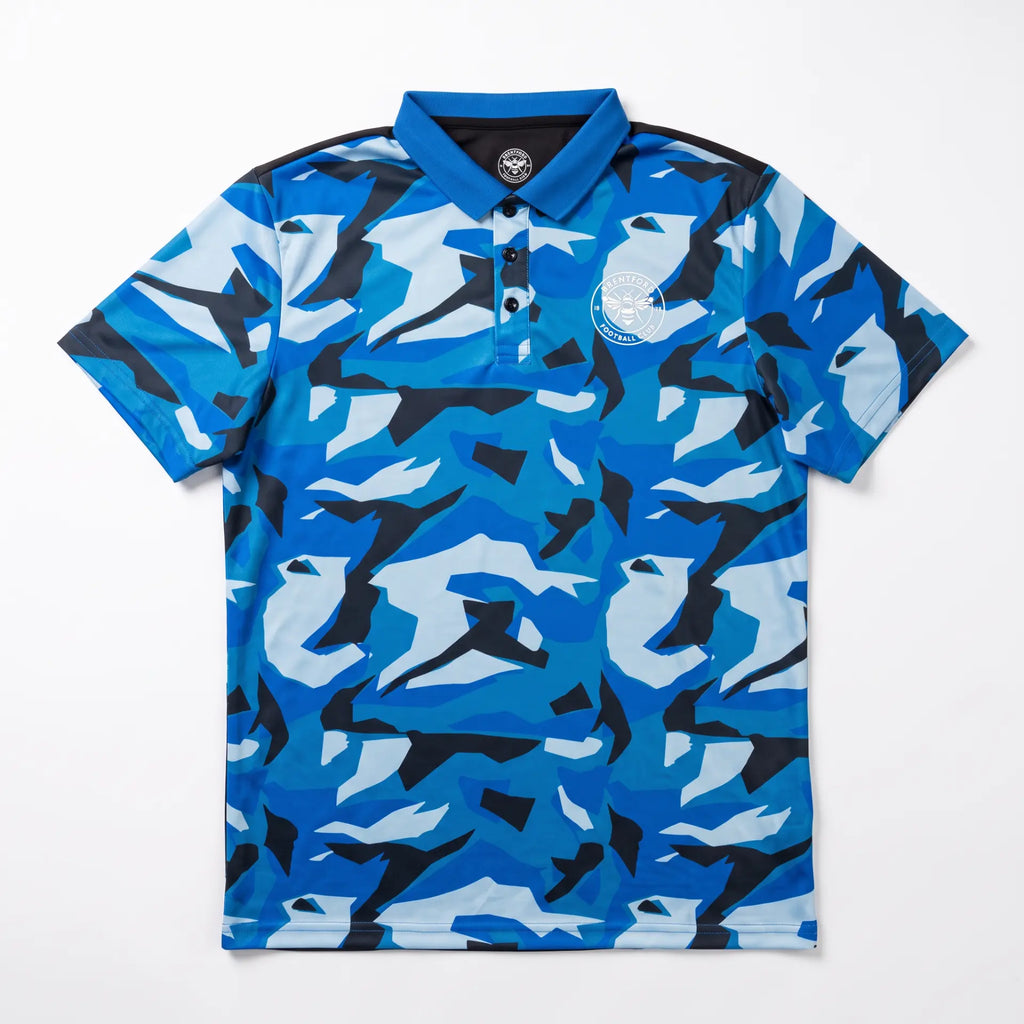 Brentford Active Blue Camo Polo Shirt front