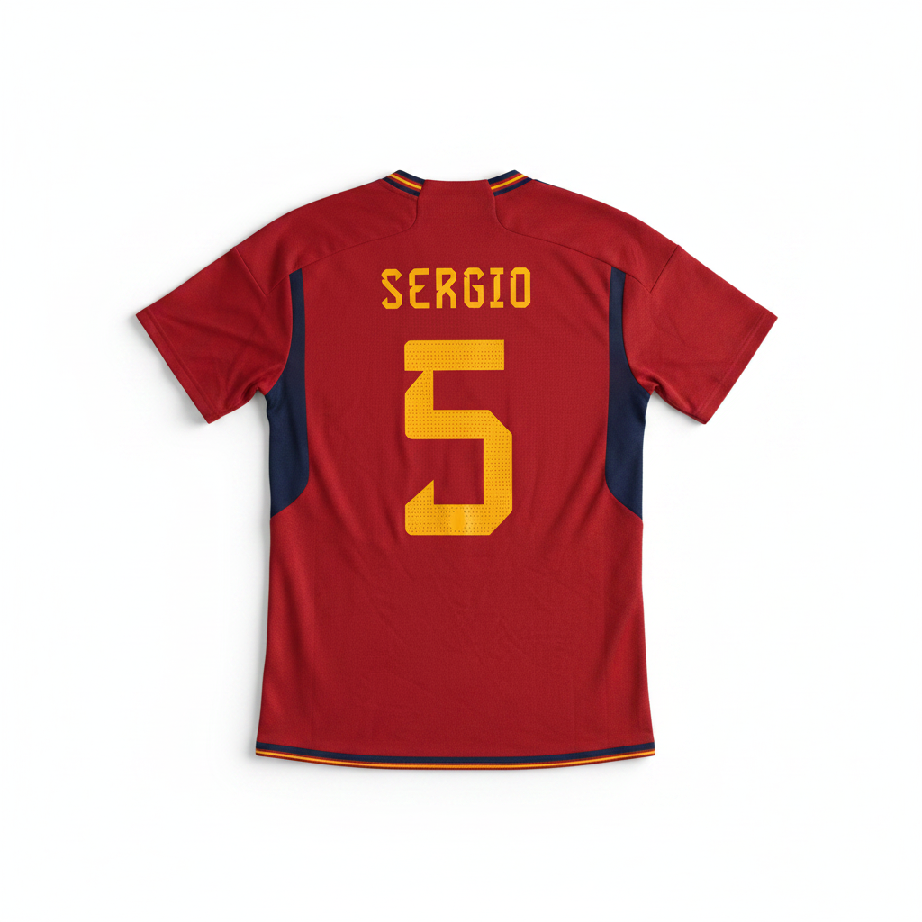 Spain 2022/23 Home Shirt Sergio 5 Back