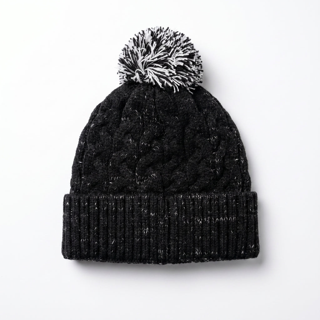 Juventus Black Bobble Knit Hat - back view