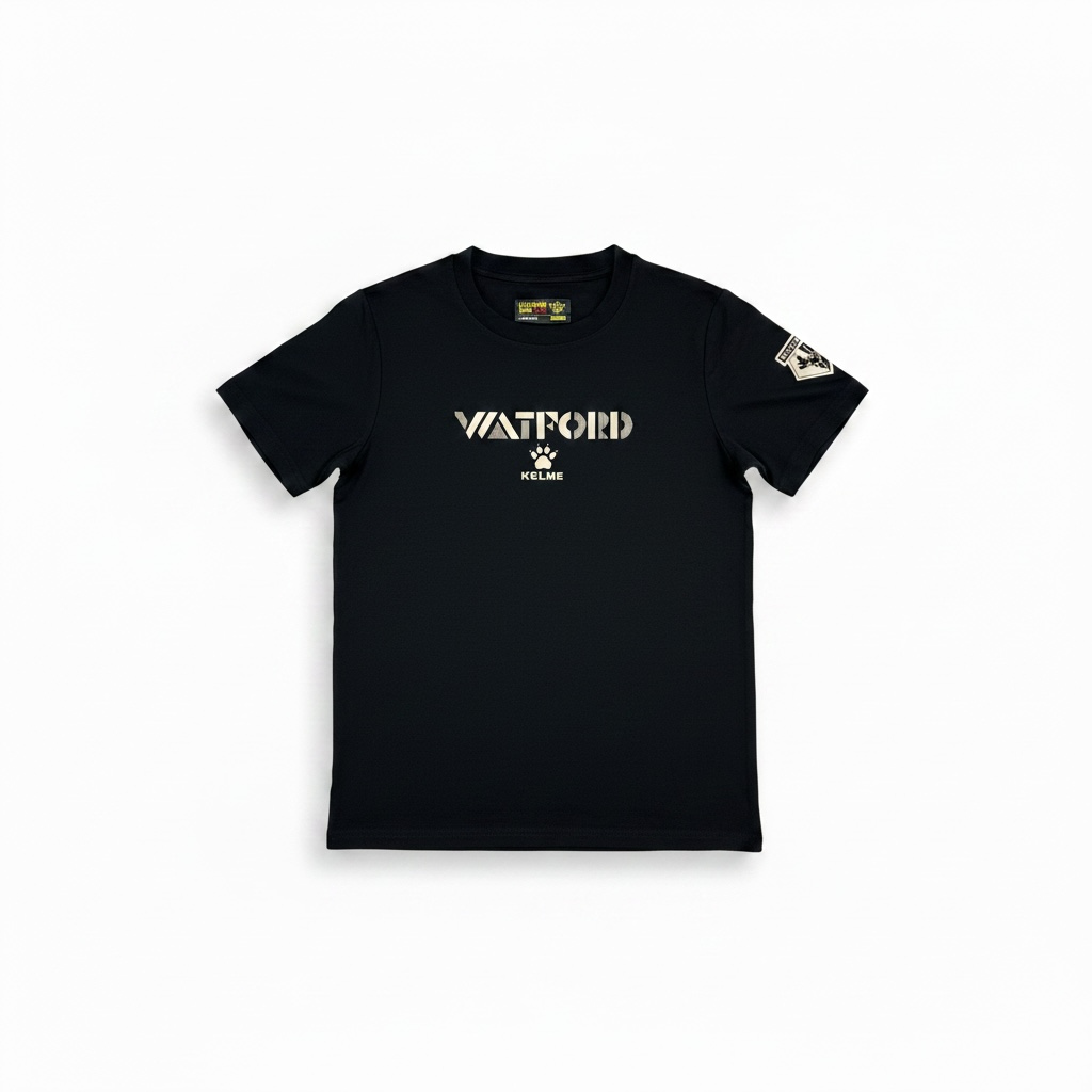 Watford Travel Cotton Black T-Shirt front